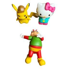 Lot of 3 Fast Food Figures: Jollibee Foods Corp 4in Bee, Pikachu, Hello Kitty